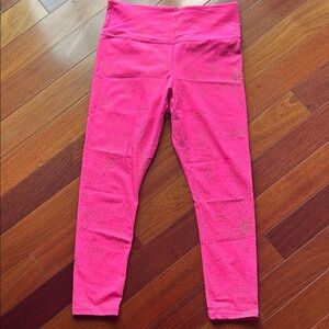 Pink Gold-Flecked Leggings